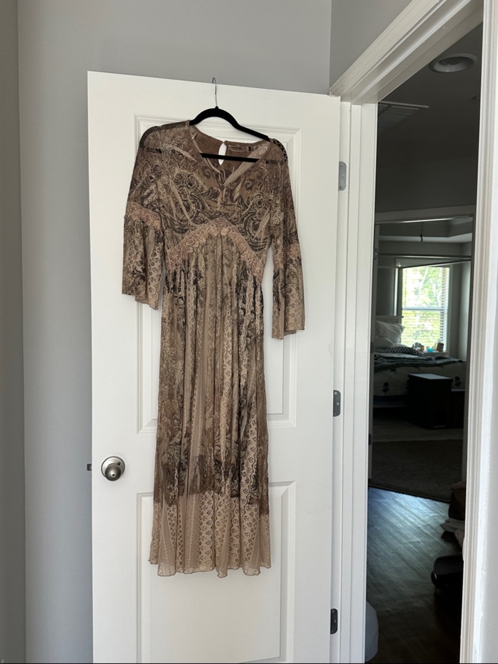 Brown Printed Maxi Dress - Elegant Boho Style